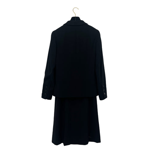 CHANEL VINTAGE JACKET SKIRT SET WOOL COCO BUTTON BLACK 38 98A RTW 90288023 - PURPOSE