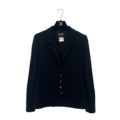CHANEL VINTAGE JACKET SKIRT SET WOOL COCO BUTTON BLACK 38 98A RTW 90288023 - PURPOSE