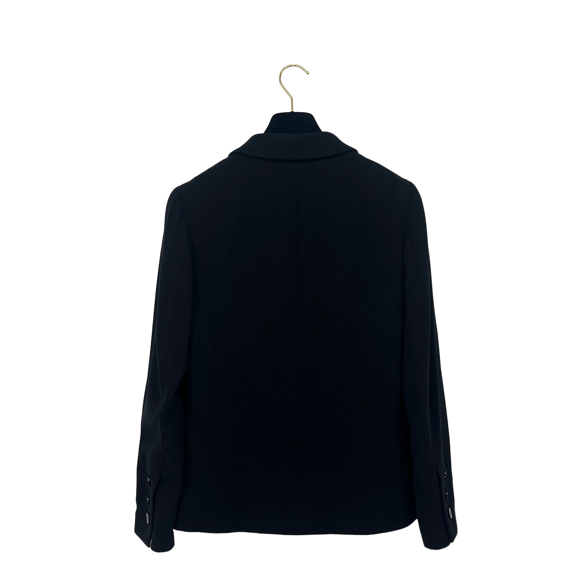 CHANEL VINTAGE JACKET SKIRT SET WOOL COCO BUTTON BLACK 38 98A RTW 90288023