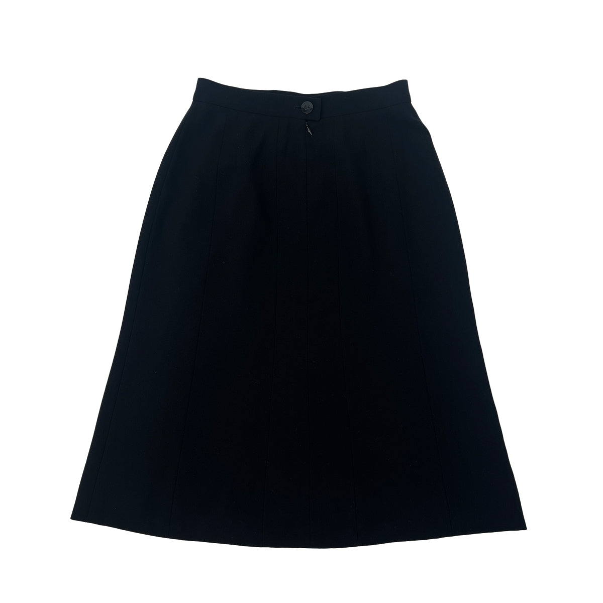 CHANEL VINTAGE JACKET SKIRT SET WOOL COCO BUTTON BLACK 38 98A RTW 90288023