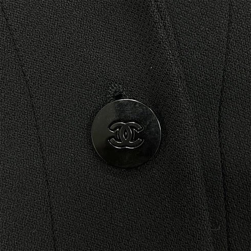 CHANEL VINTAGE JACKET SKIRT SET WOOL COCO BUTTON BLACK 38 98A RTW 90288023 - PURPOSE