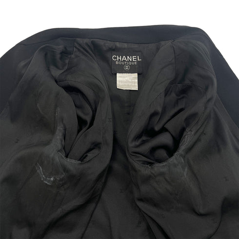 CHANEL VINTAGE JACKET SKIRT SET WOOL COCO BUTTON BLACK 38 98A RTW 90288023 - PURPOSE