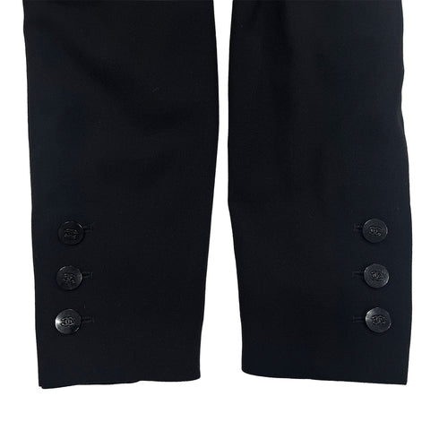 CHANEL VINTAGE JACKET SKIRT SET WOOL COCO BUTTON BLACK 38 98A RTW 90288023 - PURPOSE