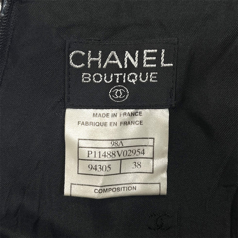 CHANEL VINTAGE JACKET SKIRT SET WOOL COCO BUTTON BLACK 38 98A RTW 90288023 - PURPOSE