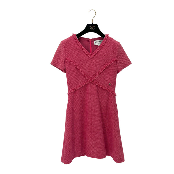 CHANEL COCOMARK SHORT SLEEVE DRESS PINK COTTON 34 P56 RTW 90288024