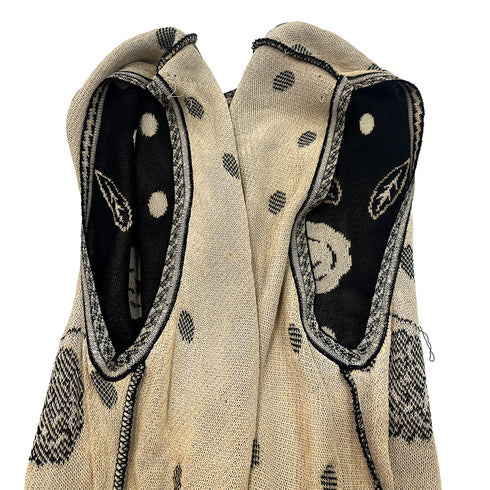 CHANEL CAMELLIA SLEEVELESS TOPS BLACK BEIGE RAYON 38 02P RTW 90288025