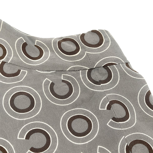 CHANEL COCO LOGO SLEEVELESS BLOUSE GRAY SILK 44 01A RTW 90288026