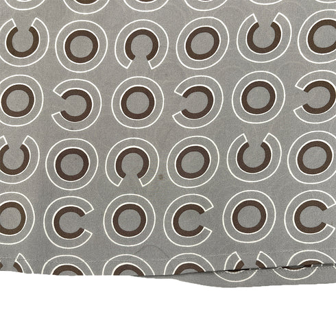 CHANEL COCO LOGO SLEEVELESS BLOUSE GRAY SILK 44 01A RTW 90288026