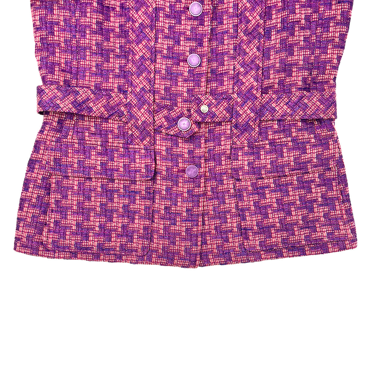 CHANEL VINTAGE COCO BUTTON TWEED JACKET PINK PURPLE RAYON 42 01P RTW 90288028