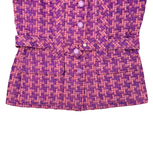 CHANEL COCO BUTTON TWEED JACKET PINK PURPLE RAYON 42 01P RTW 90288028