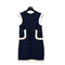 CHANEL TWEED COCO BUTTON SLEEVELESS ZIP DRESS NAVY WHITE COTTON 44 P49 RTW 90288030