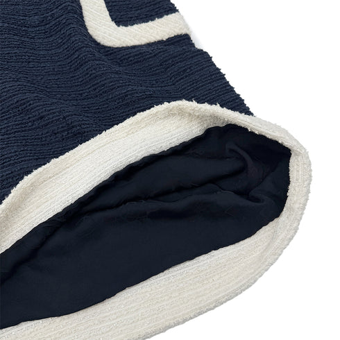 CHANEL TWEED COCO BUTTON SLEEVELESS ZIP DRESS NAVY WHITE COTTON 44 P49 RTW 90288030