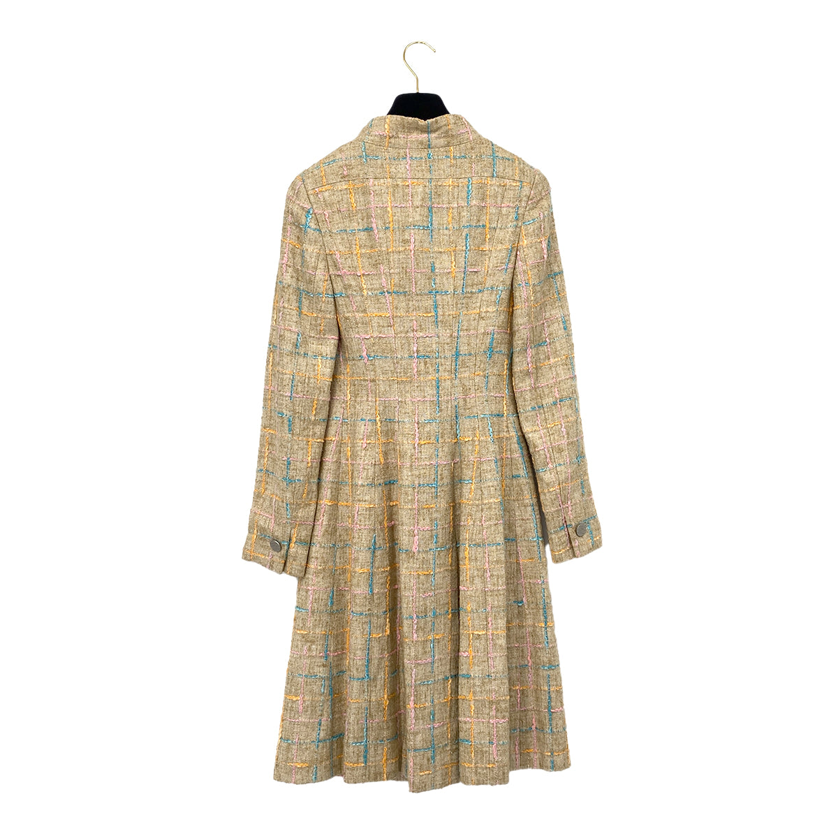 CHANEL VINTAGE COCO BUTTON TWEED ZIP-UP COAT BEIGE RAYON 36 01P RTW 90288031