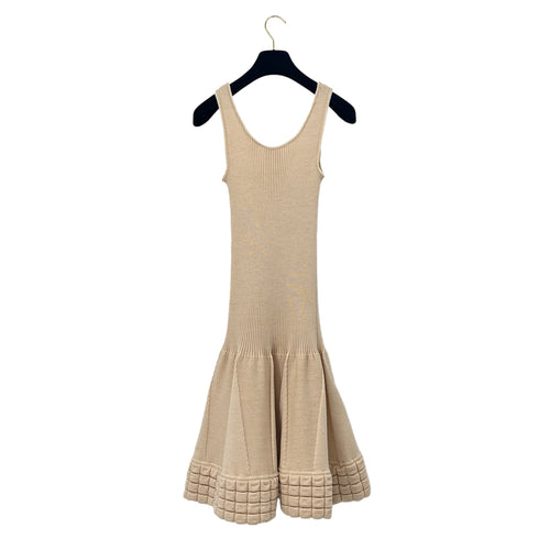 CHANEL VINTAGE KNIT SLEEVELESS DRESS BEIGE WOOL 38 00A RTW 90288032 - PURPOSE
