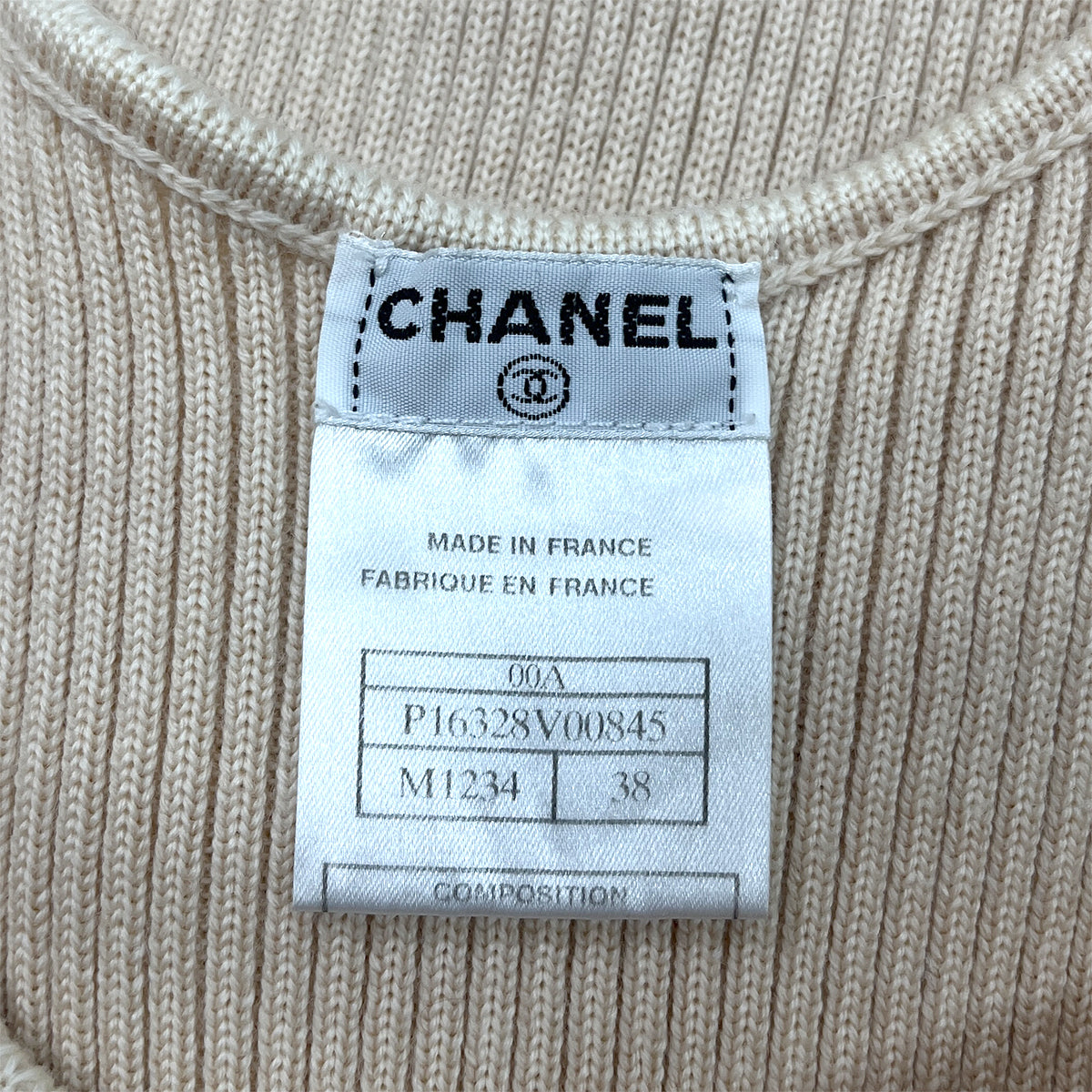 CHANEL VINTAGE KNIT SLEEVELESS DRESS BEIGE WOOL 38 00A RTW 90288032
