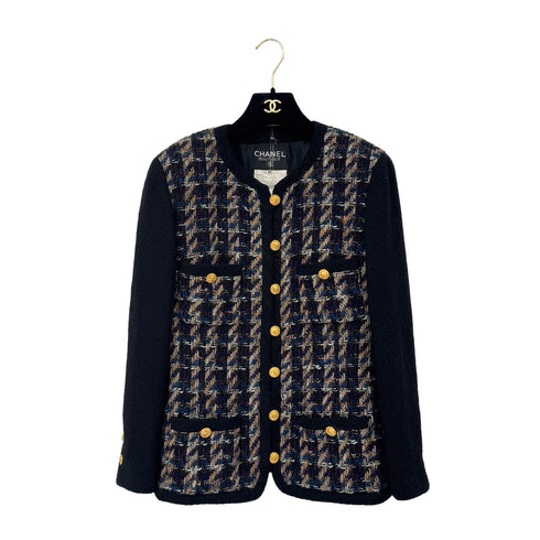 CHANEL VINTAGE TWEED JACKET SKIRT SET WOOL COCO BUTTON BLACK 40 RTW 90288033 - PURPOSE