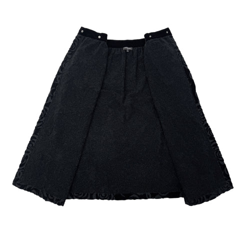 CHANEL CAMELLIA PATTERN SKIRT BLACK COTTON 36 P59 RTW 90288040