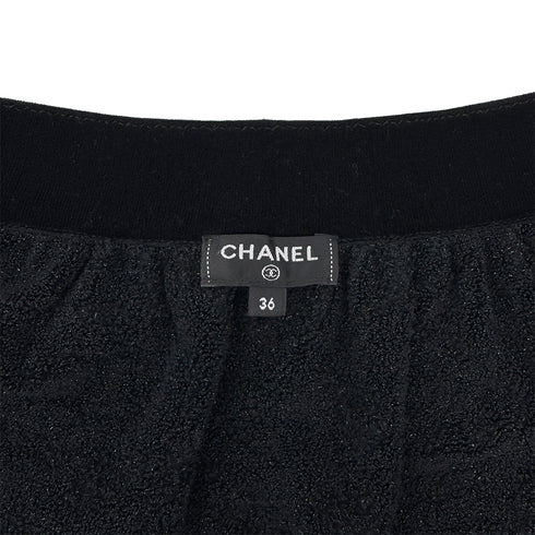 CHANEL CAMELLIA PATTERN SKIRT BLACK COTTON 36 P59 RTW 90288040