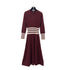 CHANEL COCO BUTTON LONG SLEEVE KNIT DRESS BURGUNDY CASHMERE 38 P55 RTW 90288041