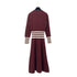 CHANEL COCO BUTTON LONG SLEEVE KNIT DRESS BURGUNDY CASHMERE 38 P55 RTW 90288041