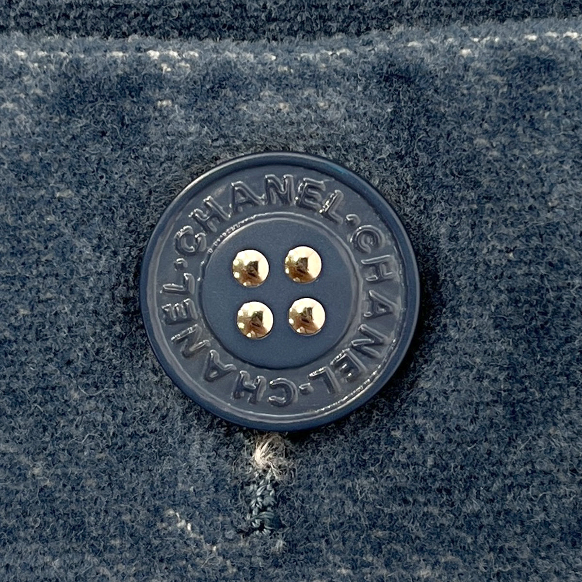 CHANEL NO COLLAR JACKET BLUE COTTON 36 02A RTW 90288042