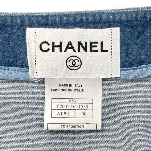 CHANEL NO COLLAR JACKET BLUE COTTON 36 02A RTW 90288042 - PURPOSE