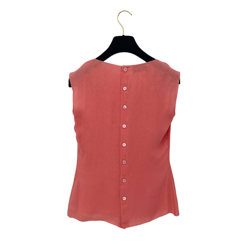 CHANEL SLEEVELESS BACK FRONT BUTTON BLOUSE PINK SILK 36 04C RTW 90288044