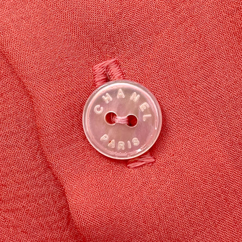 CHANEL SLEEVELESS BACK FRONT BUTTON BLOUSE PINK SILK 36 04C RTW 90288044