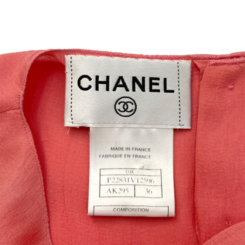 CHANEL SLEEVELESS BACK FRONT BUTTON BLOUSE PINK SILK 36 04C RTW 90288044