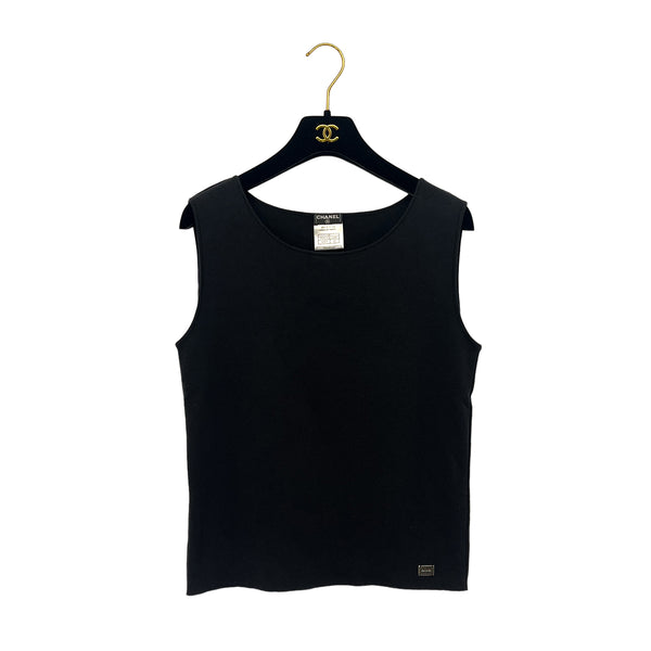 CHANEL SLEEVELESS TOPS BLACK COTTON 42 02P RTW 90288045 - PURPOSE