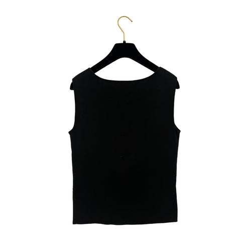 CHANEL SLEEVELESS TOPS BLACK COTTON 42 02P RTW 90288045