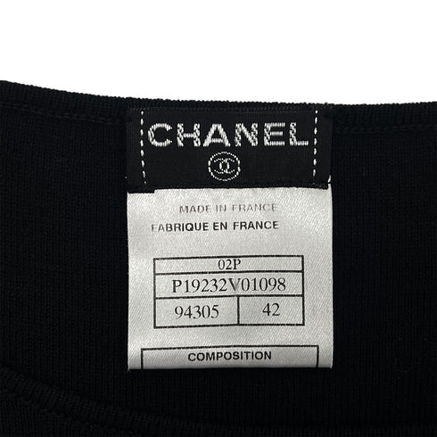 CHANEL SLEEVELESS TOPS BLACK COTTON 42 02P RTW 90288045