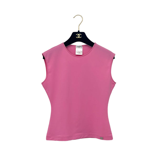 CHANEL VINTAGE SLEEVELESS TOPS PINK NYLON 40 00C RTW 90288046