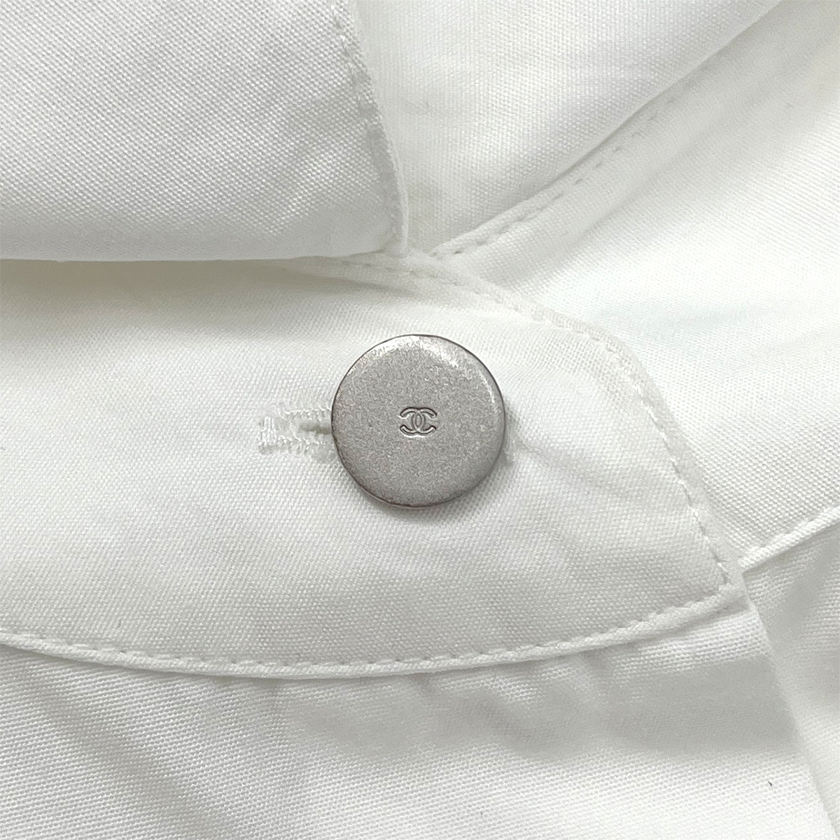 CHANEL VINTAGE COCO BUTTON SHIRT WHITE COTTON 38 99P RTW 90288048