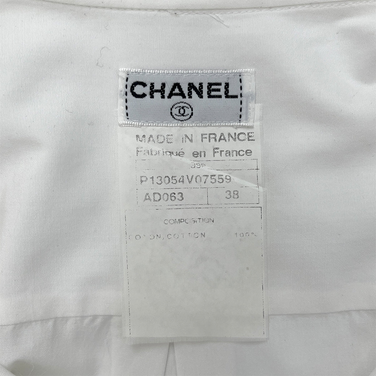 CHANEL VINTAGE COCO BUTTON SHIRT WHITE COTTON 38 99P RTW 90288048