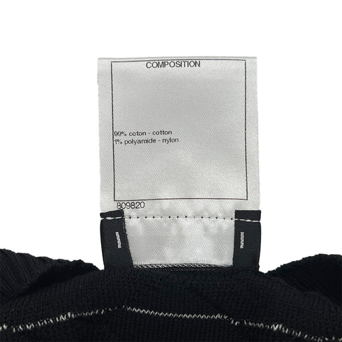 CHANEL COCOMARK CAMELLIA STRIPE HALF SLEEVE TOPS BLACK COTTON 40 P47 RTW 90288050 - PURPOSE