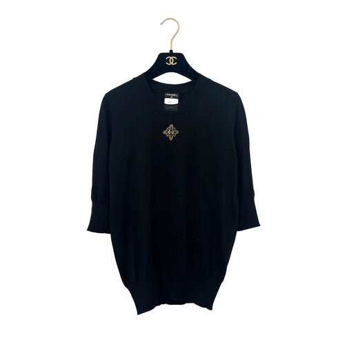 CHANEL KNIT TOPS BLACK CASHMERE 38 P41 RTW 90288051