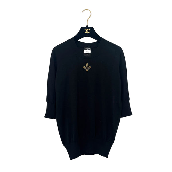 CHANEL KNIT TOPS BLACK CASHMERE 38 P41 RTW 90288051