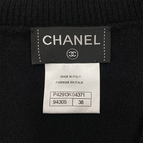 CHANEL KNIT TOPS BLACK CASHMERE 38 P42 RTW 90288052