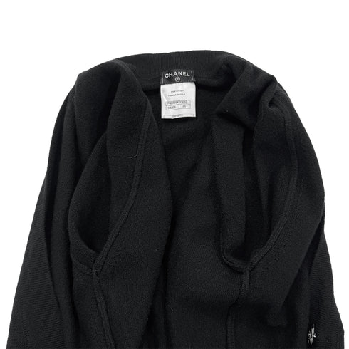 CHANEL COCO BUTTON LONG CARDIGAN BLACK CASHMERE 36 P40 RTW 90288054