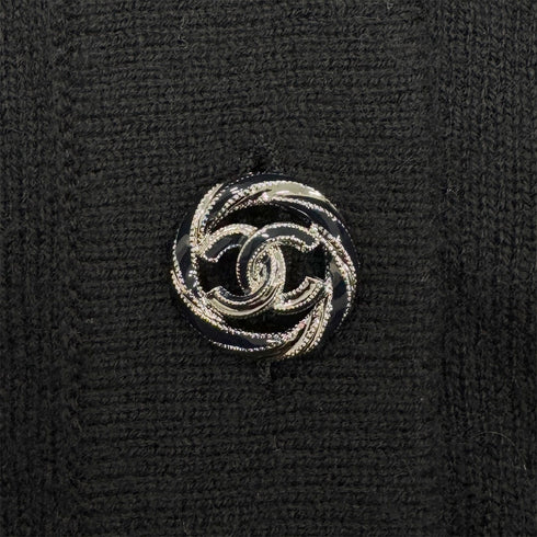 CHANEL COCO BUTTON LONG CARDIGAN BLACK CASHMERE 36 P40 RTW 90288054