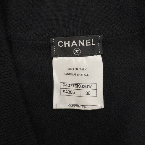 CHANEL COCO BUTTON LONG CARDIGAN BLACK CASHMERE 36 P40 RTW 90288054