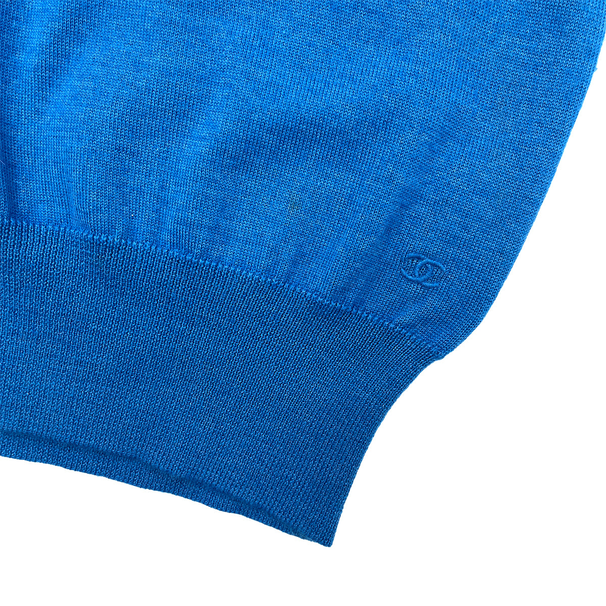 CHANEL VINTAGE COCOMARK HALF SLEEVE KNIT TOPS BLUE CASHMERE 42 95A RTW 90288055