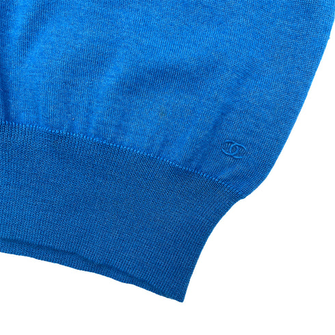 CHANEL VINTAGE COCOMARK HALF SLEEVE KNIT TOPS BLUE CASHMERE 42 95A RTW 90288055 - PURPOSE
