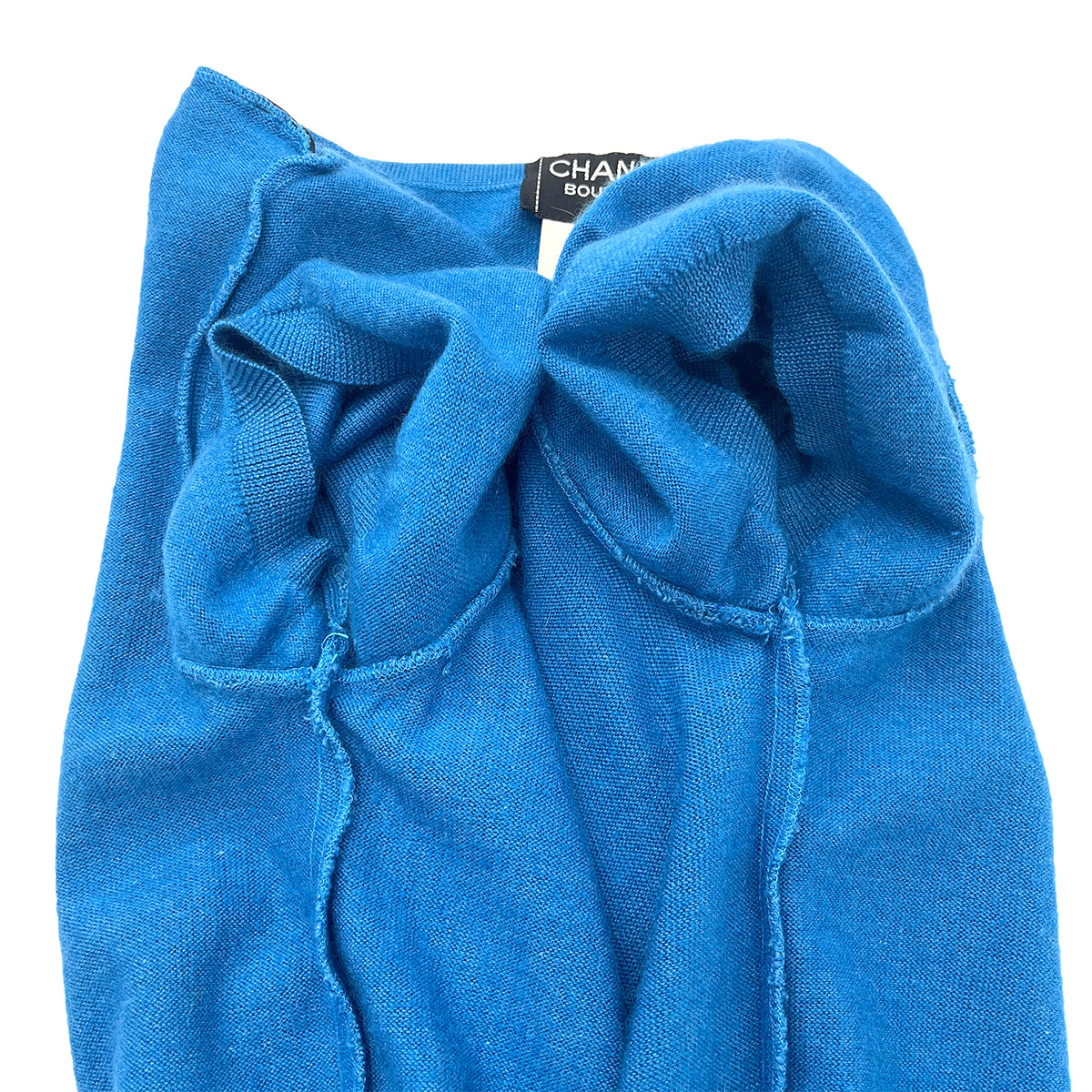 CHANEL VINTAGE COCOMARK HALF SLEEVE KNIT TOPS BLUE CASHMERE 42 95A RTW 90288055