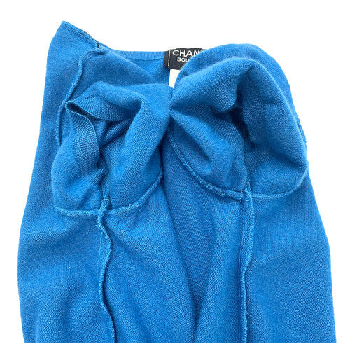 CHANEL VINTAGE COCOMARK HALF SLEEVE KNIT TOPS BLUE CASHMERE 42 95A RTW 90288055 - PURPOSE