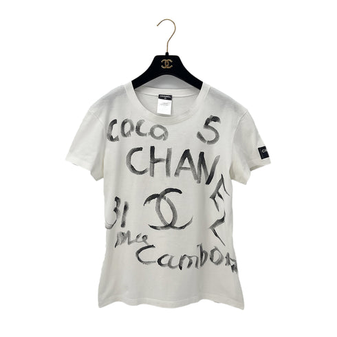 CHANEL CHRISTMAS 2008 LIMITED EDITION COCOMARK LOGO T-SHIRT WHITE COTTON M 08A RTW 90288056 - PURPOSE