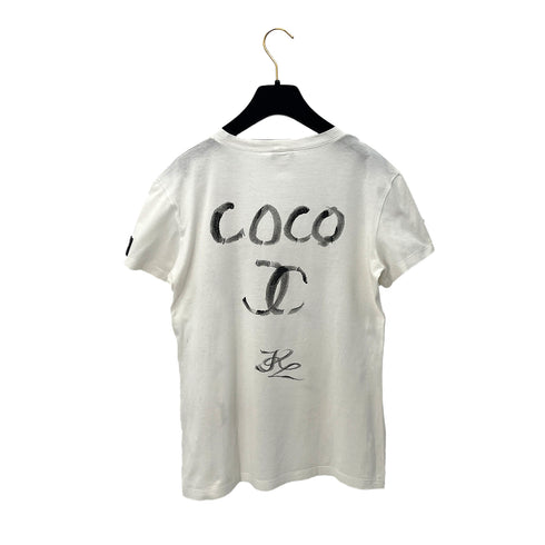 CHANEL CHRISTMAS 2008 LIMITED EDITION COCOMARK LOGO T-SHIRT WHITE COTTON M 08A RTW 90288056 - PURPOSE