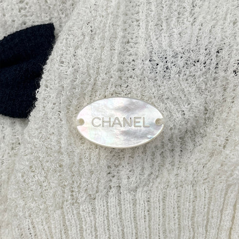 CHANEL RIBBON MOTIF HALF SLEEVE TOPS WHITE COTTON 34 P49 RTW 90288057 - PURPOSE