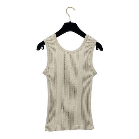 CHANEL KNIT SLEEVELESS TOPS BEIGE COTTON 38 03P RTW 90288059